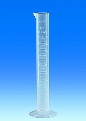 Volumetric cylinder, PP, class B tall form, raised scale, 10 ml