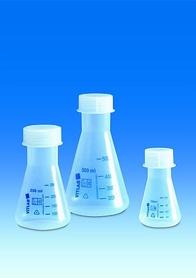 Erlenmeyer flask, PP wide-mouth, with screw cap, PP, 100 ml