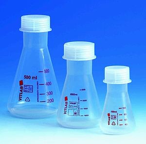 Erlenmeyer flask, PMP wide-mouth, with screw cap, PMP, 50 ml