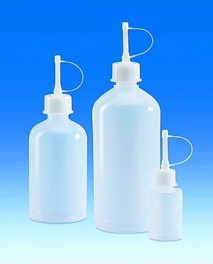 Dropping bottle, PE-LD GL 18, screw caps with dropping inserts, PE-HD, 50 ml