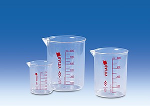 Griffin beaker, PMP printed red scale, 150 ml
