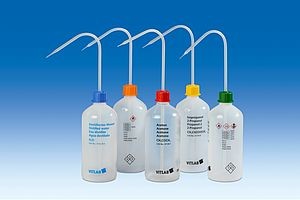 VITsafe safety wash-bottle, narrow-mouth PE-LD, GL 25, VENT-CAP wash-bottle cap, PP, Petane, 500 ml